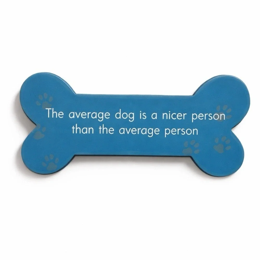 Dog Lover Wall Plaque Bone Shape Funny Quote Blue Paw Print Sign Decor